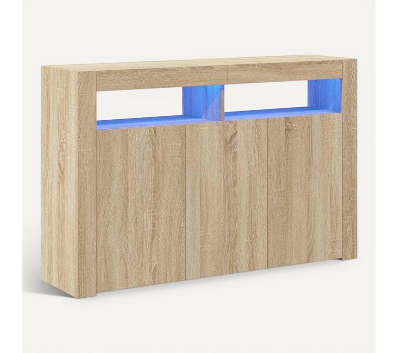 Vidaxl Buffet Avec Lumières LED Chêne Sonoma 115,5x30x75 Cm Placard Armoire Meuble De Rangement