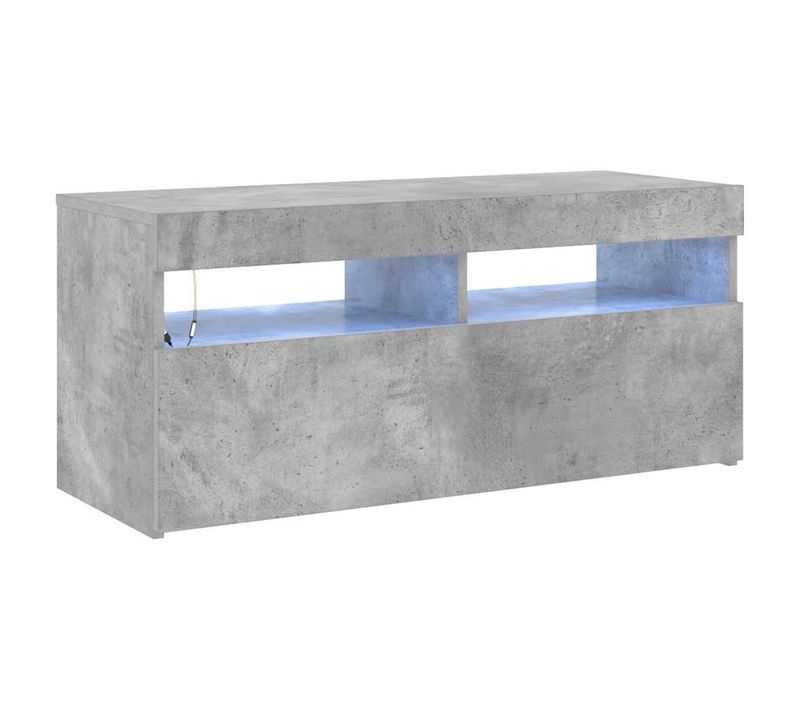 Meuble TV Avec Lumières LED Gris Béton 90x35x40 Cm