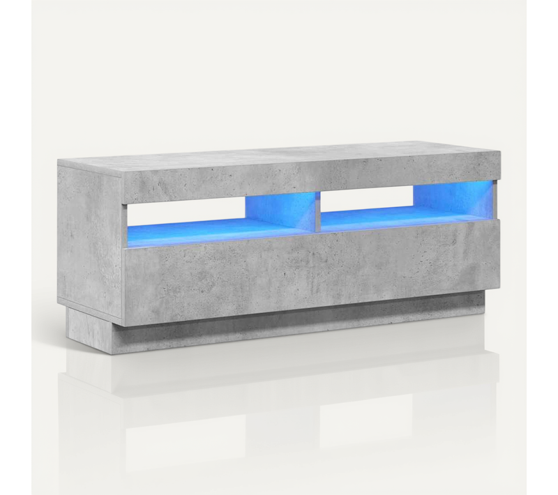 Meuble TV Avec Lumières LED Gris Béton 100x35x40 Cm