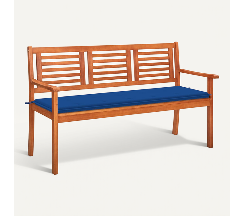 Banc De Jardin 3 Places Avec Coussin 150 Cm Bois D'eucalyptus