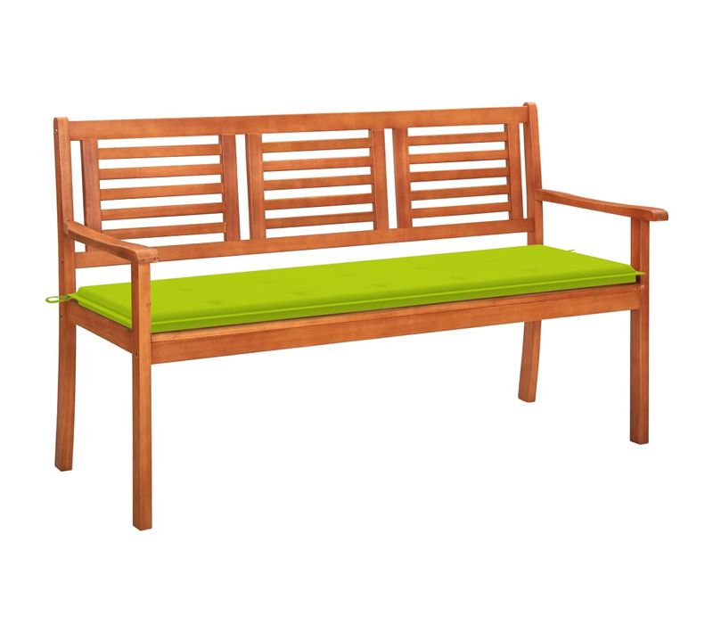 Banc De Jardin 3 Places Avec Coussin 150 Cm Bois D'eucalyptus