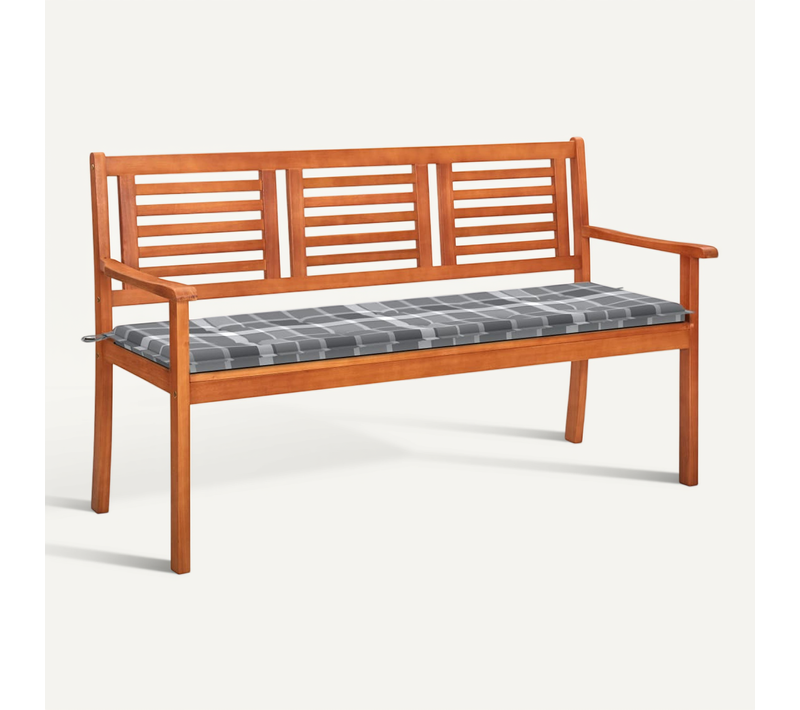 Banc De Jardin 3 Places Avec Coussin 150 Cm Bois D'eucalyptus