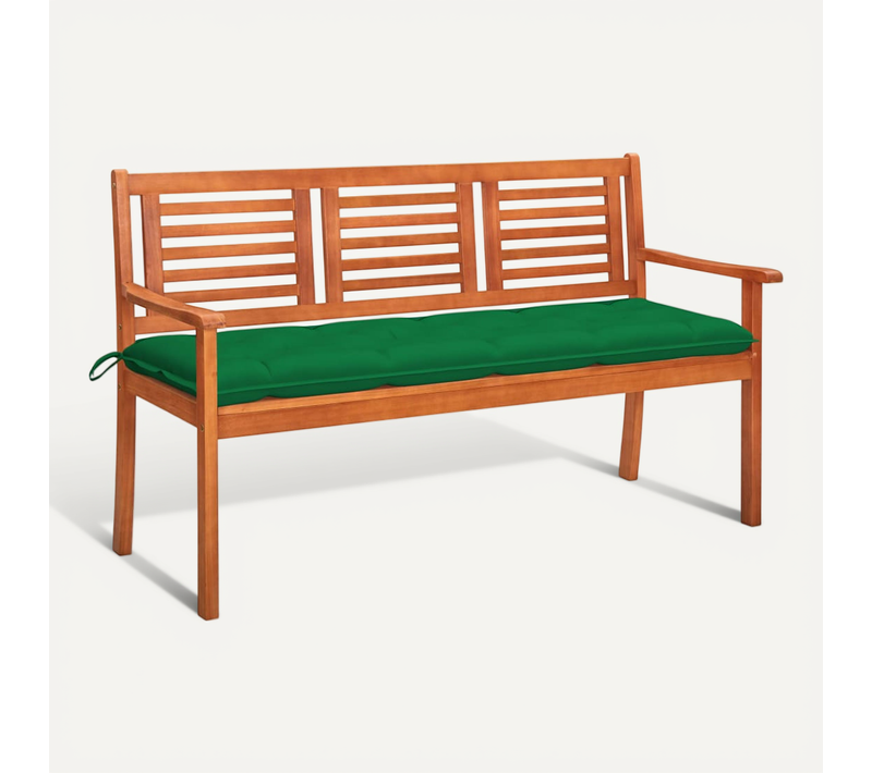 Banc De Jardin 3 Places Avec Coussin 150 Cm Bois D'eucalyptus Ergonomique