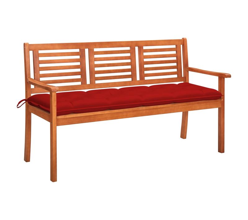 Banc De Jardin 3 Places Avec Coussin 150 Cm Bois D'eucalyptus