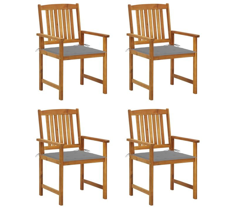 Chaises De Jardin Avec Coussins 4 PCs Bois D'acacia Massif