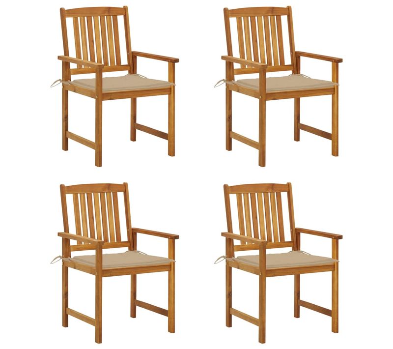 Chaises De Jardin Avec Coussins Lot De 4 Bois D'acacia Massif