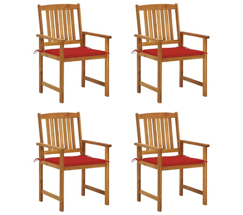 Chaises De Jardin Avec Coussins Lot De 4 Bois D'acacia Massif