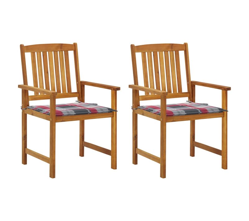 Chaises De Jardin Avec Coussins Lot De 2 Bois D'acacia Massif
