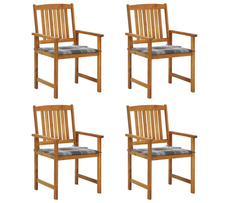 Chaises De Jardin Avec Coussins Lot De 4 Bois D'acacia Massif