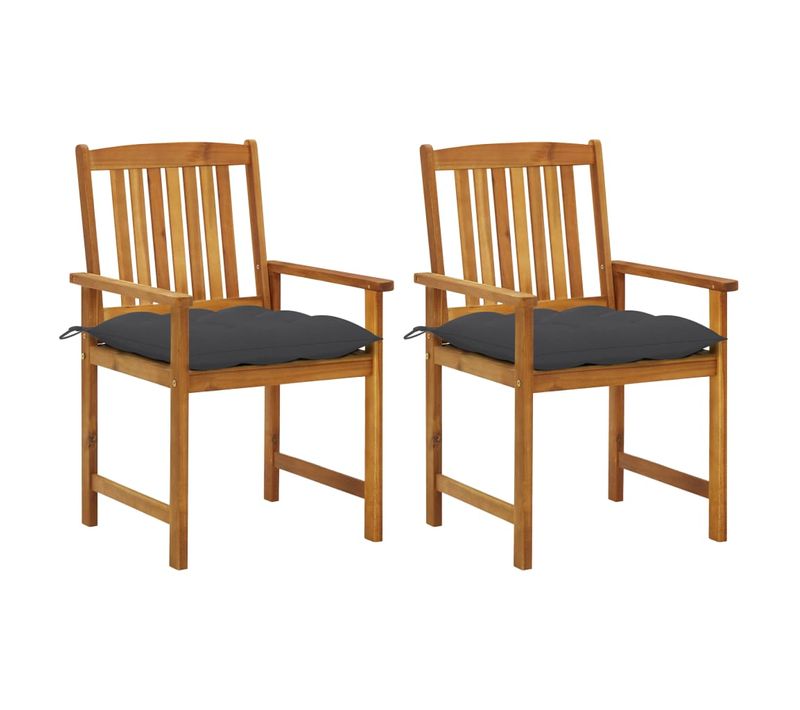 Chaises De Jardin Avec Coussins 2 PCs Bois D'acacia Massif