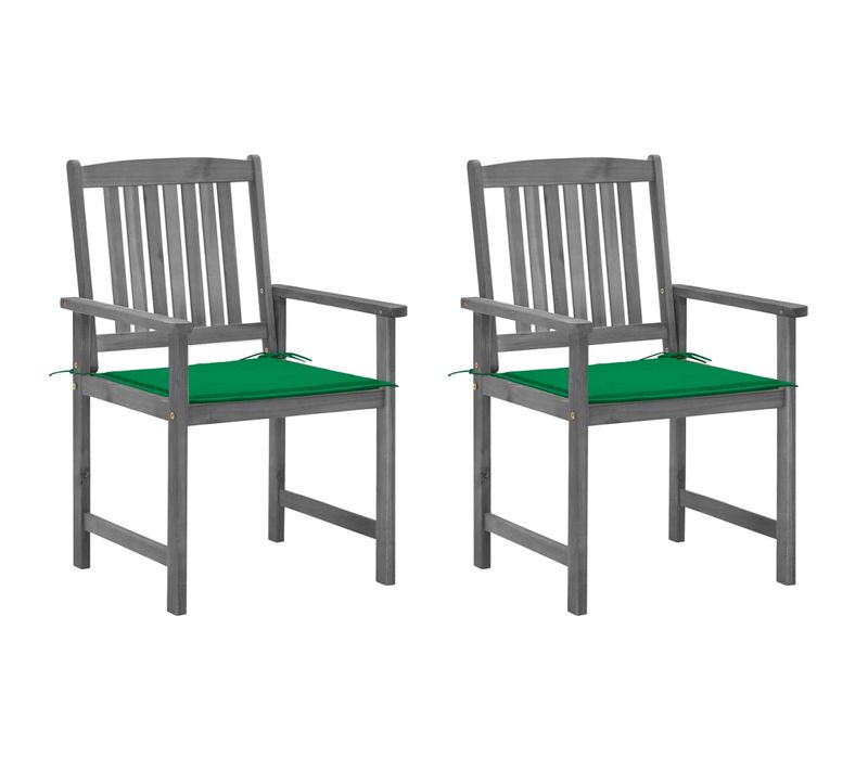 Chaises De Jardin Avec Coussins 2 PCs Gris Bois D'acacia Massif