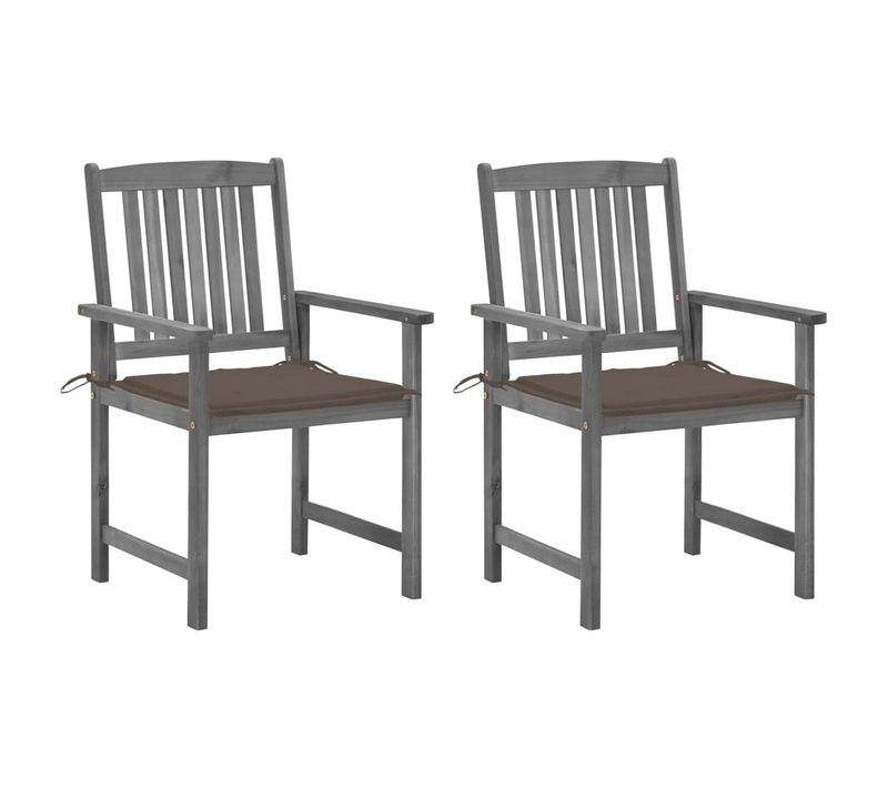 Chaises De Jardin Avec Coussins 2 PCs Gris Bois D'acacia Massif