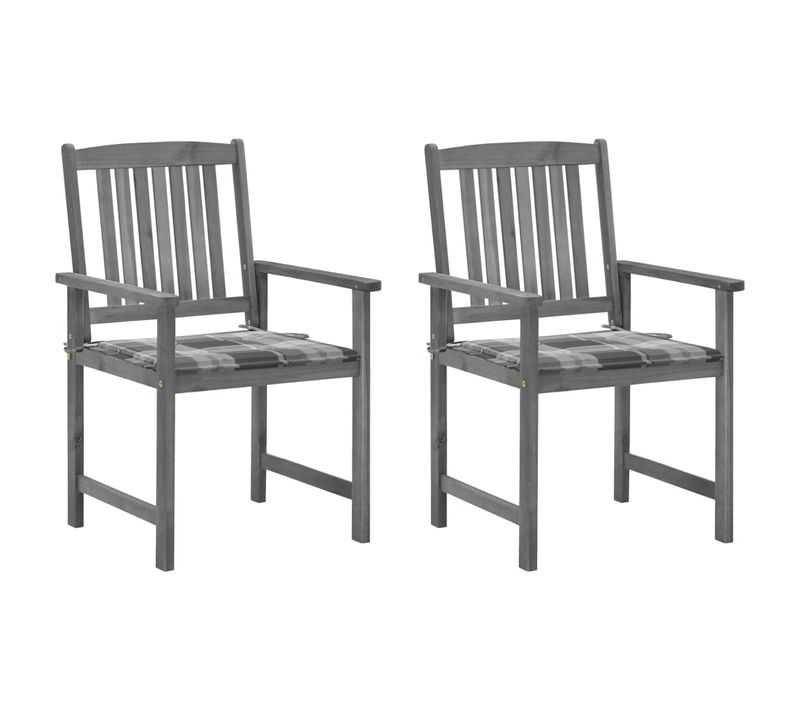 Chaises De Jardin Avec Coussins 2 PCs Gris Bois D'acacia Massif