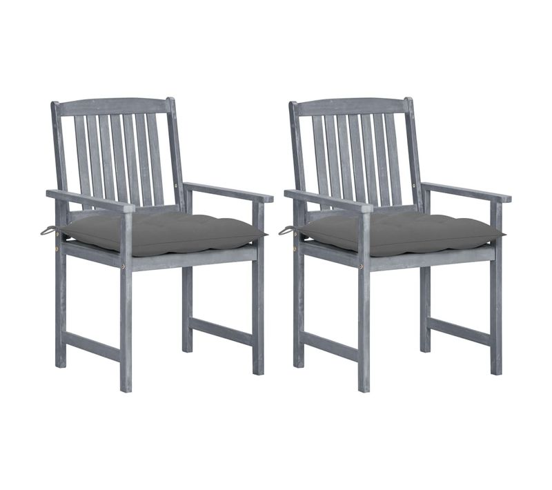 Chaises De Jardin Avec Coussins 2 PCs Gris Bois D'acacia Massif