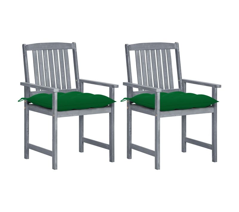 Chaises De Jardin Avec Coussins 2 PCs Gris Bois D'acacia Massif