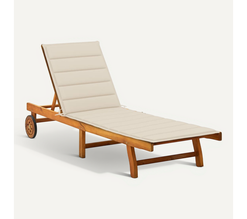 Chaise Longue De Jardin Avec Coussin Bois D'acacia Solide