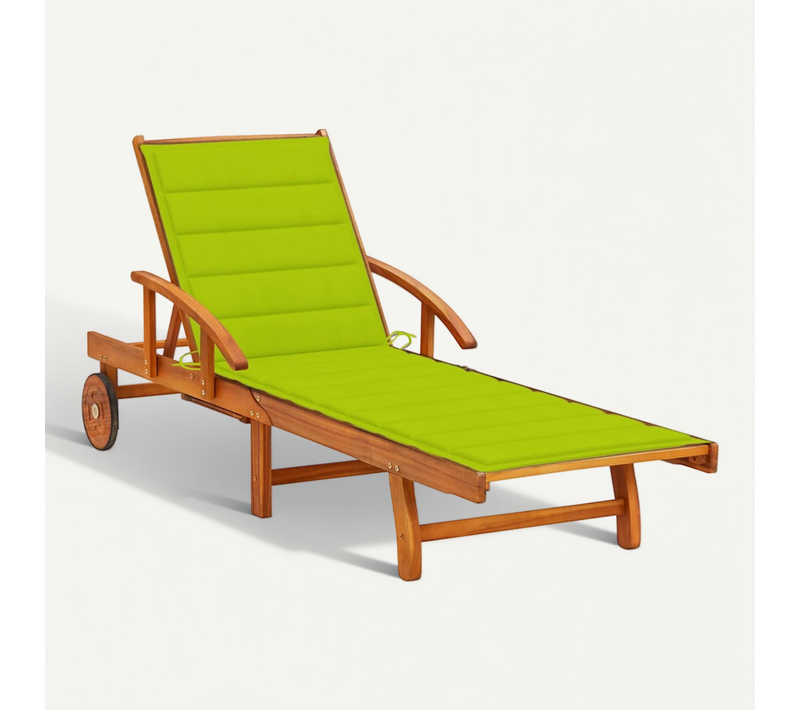 Chaise Longue De Jardin Avec Coussin Bois D'acacia Solide