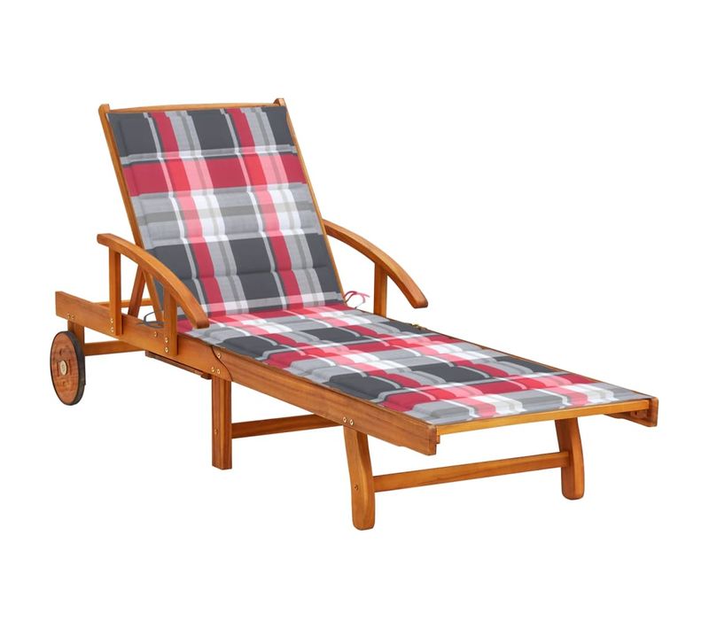 Chaise Longue De Jardin Avec Coussin Bois D'acacia Solide