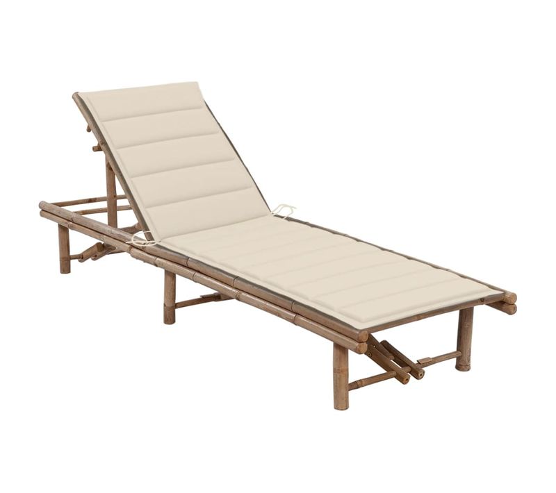 Chaise Longue De Jardin Avec Coussin Bambou