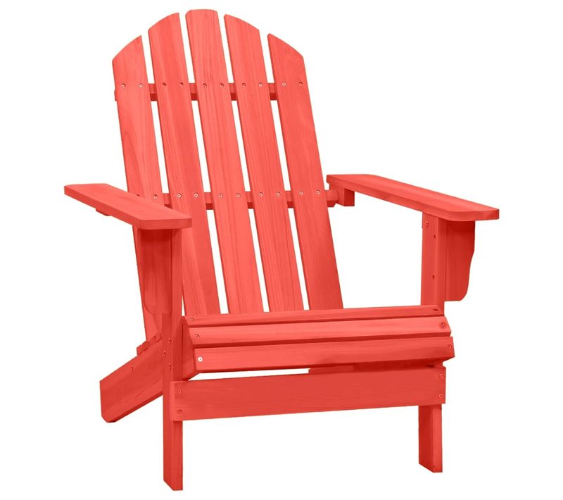 Chaise De Jardin Adirondack Bois De Sapin Massif Rouge
