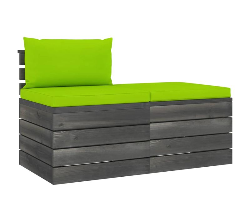 Salon Palette De Jardin 2 PCs Avec Coussins Bois De Pin Massif
