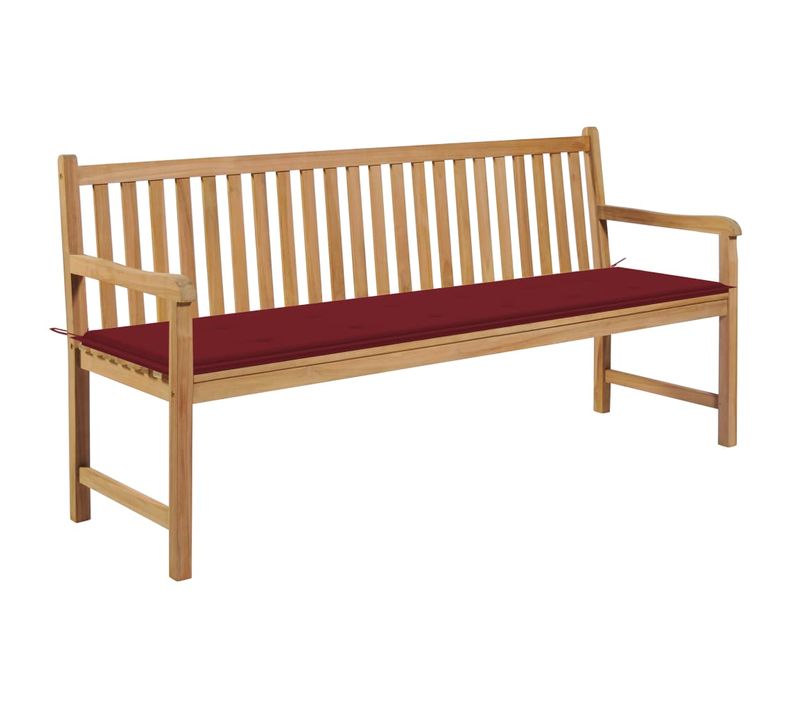 Banc De Jardin Avec Coussin Bordeaux 175 Cm Bois De Teck Massif
