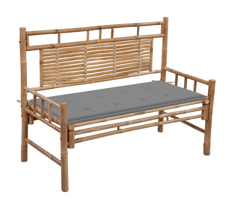 Banc De Jardin Avec Coussin 120 Cm Bambou