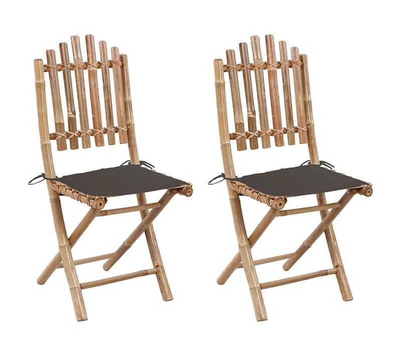 Chaises Pliables De Jardin Lot De 2 Avec Coussins Bambou