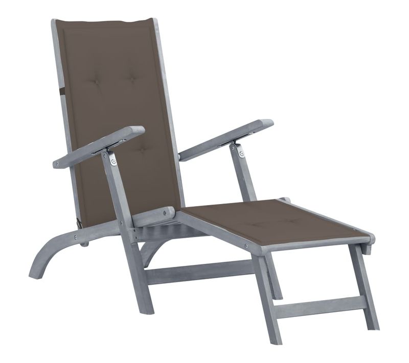 Chaise De Terrasse Avec Repose-pied Et Coussin Acacia Solide