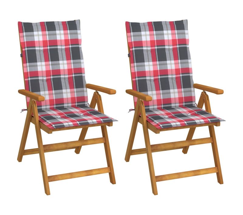 Chaises Inclinables De Jardin 2 PCs Avec Coussins Bois D'acacia