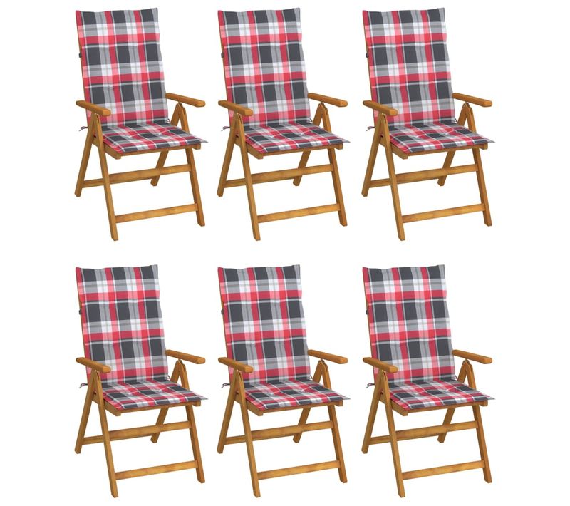 Chaises Pliables De Jardin Lot De 6 Avec Coussins Bois D'acacia