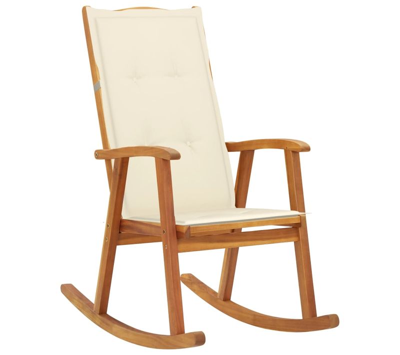 Chaise À Bascule Avec Coussins Bois D'acacia Massif