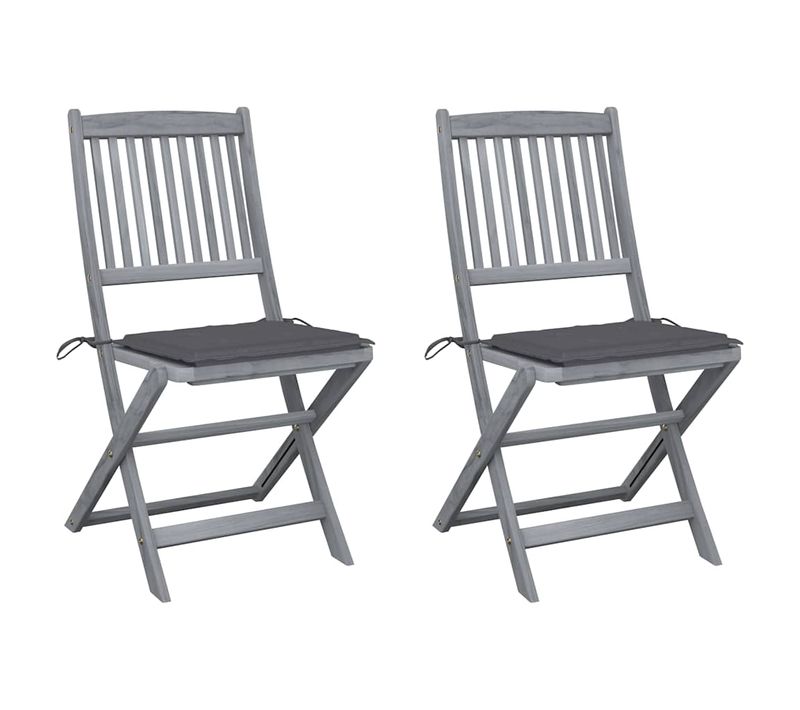 Chaises Pliables D'extérieur Lot De 2 Et Coussins Bois D'acacia