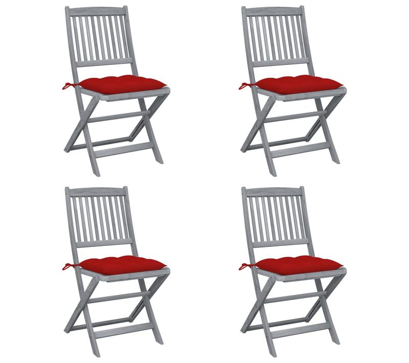 Chaises Pliables D'extérieur 4 PCs Avec Coussins Bois D'acacia