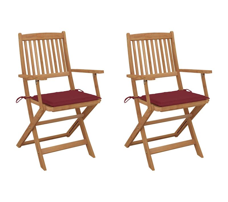 Chaises Pliables De Jardin Lot De 2 Avec Coussins Bois D'acacia
