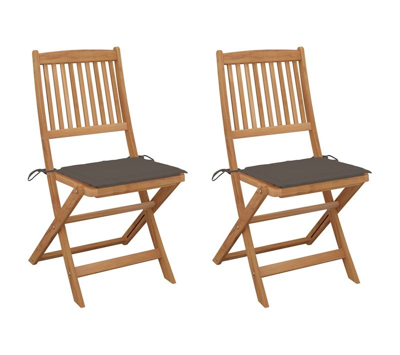 Chaises Pliables De Jardin Lot De 2 Avec Coussins Bois D'acacia