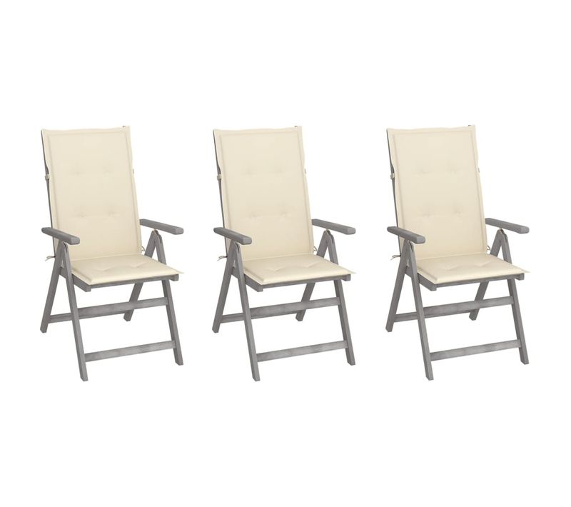 Chaises Inclinables De Jardin 3 PCs Avec Coussins Bois D'acacia