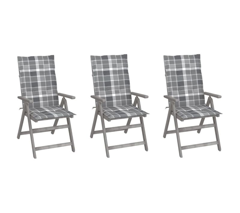 Chaises Inclinables De Jardin 3 PCs Avec Coussins Bois D'acacia