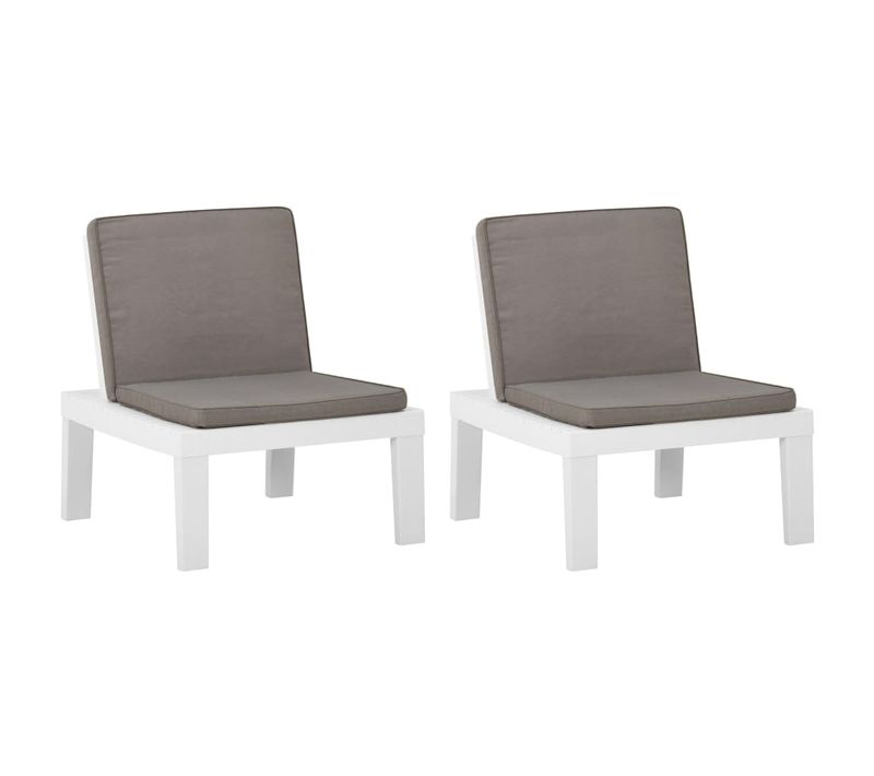 Chaises De Salon De Jardin Et Coussins Lot De 2 Plastique Blanc