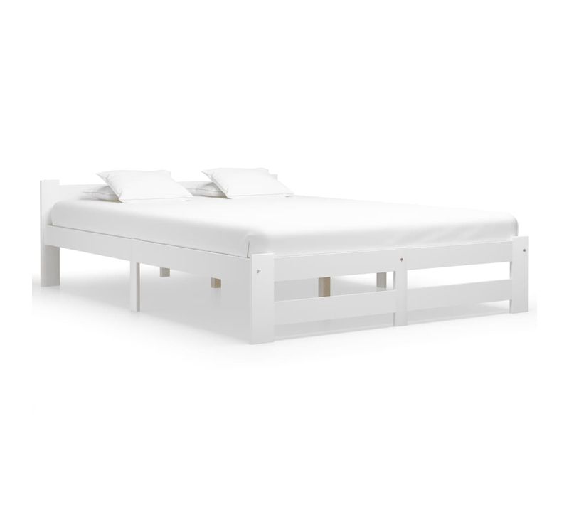 Cadre De Lit Sans Matelas Blanc Bois De Pin Massif 120x200 Cm