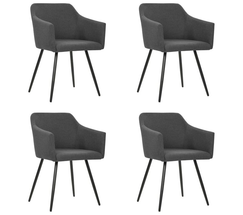 Chaises À Manger Lot De 4 Gris Foncé Tissu