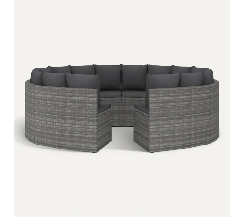 Salon De Jardin 8 PCs Avec Coussins Résine Tressée Gris