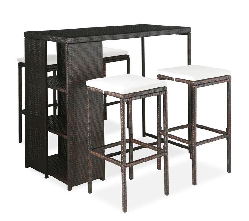 Meuble De Bar De Jardin Avec Coussins - 120x60x110 Cm - Marron Clair