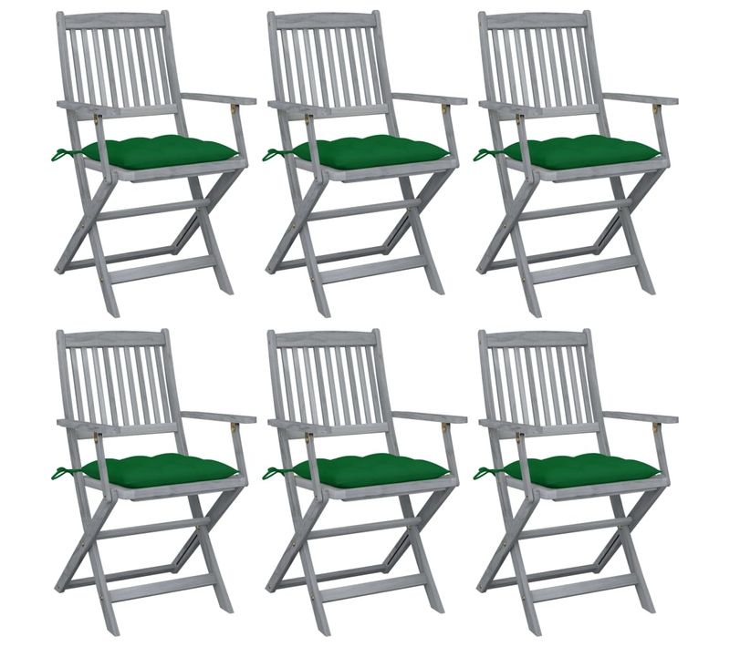 Chaises Pliables D'extérieur Lot De 6 Et Coussins Bois D'acacia