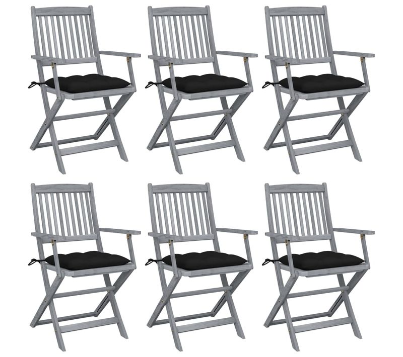 Chaises Pliables D'extérieur Lot De 6 Et Coussins Bois D'acacia