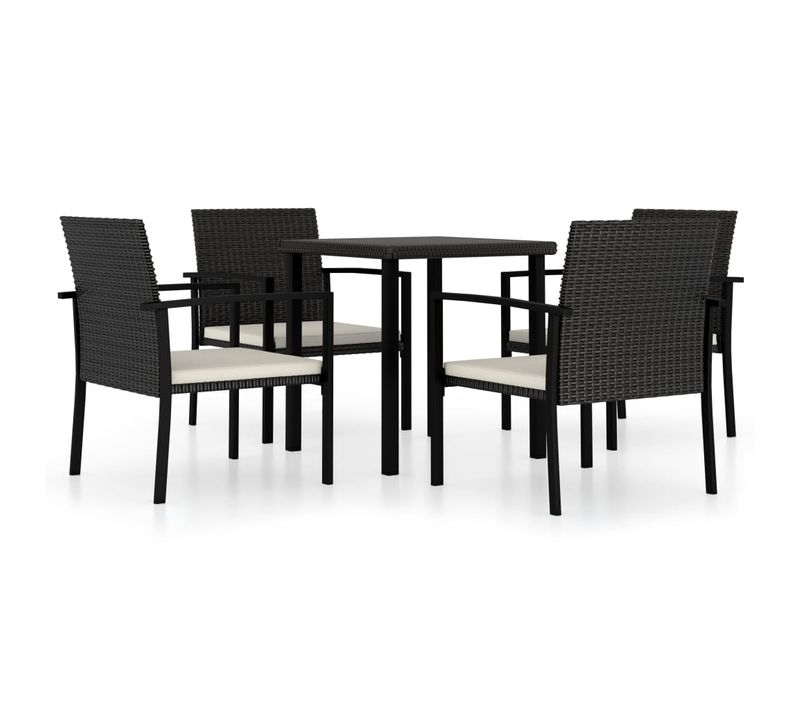 Ensemble De Salle À Manger De Jardin 5 PCs Résine Tressée Noir