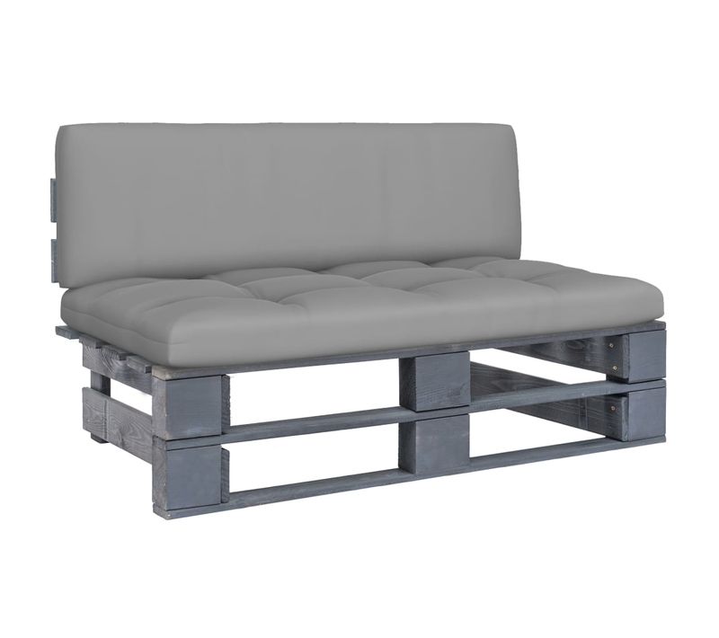 Canapé Central Palette De Jardin Gris Bois De Pin Imprégné