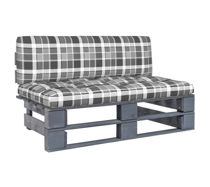 Canapé Central Palette De Jardin Gris Bois De Pin Imprégné