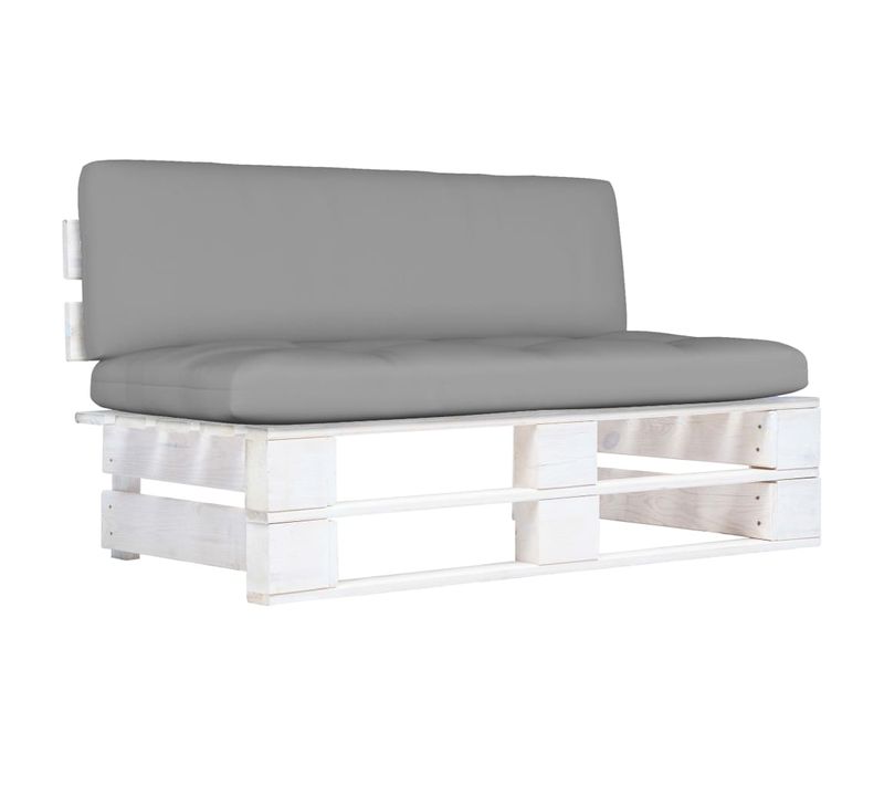 Canapé Central Palette De Jardin Blanc Bois De Pin Imprégné