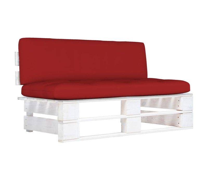 Canapé Central Palette De Jardin Blanc Bois De Pin Imprégné